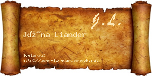 Jóna Liander névjegykártya